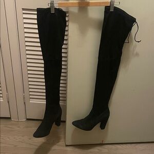 Vero Cuoio Black Suede Over-the-Knee Boots